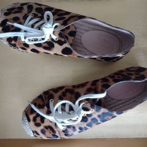 J Crew Leopard Print Espadrille Sneakers Size 7